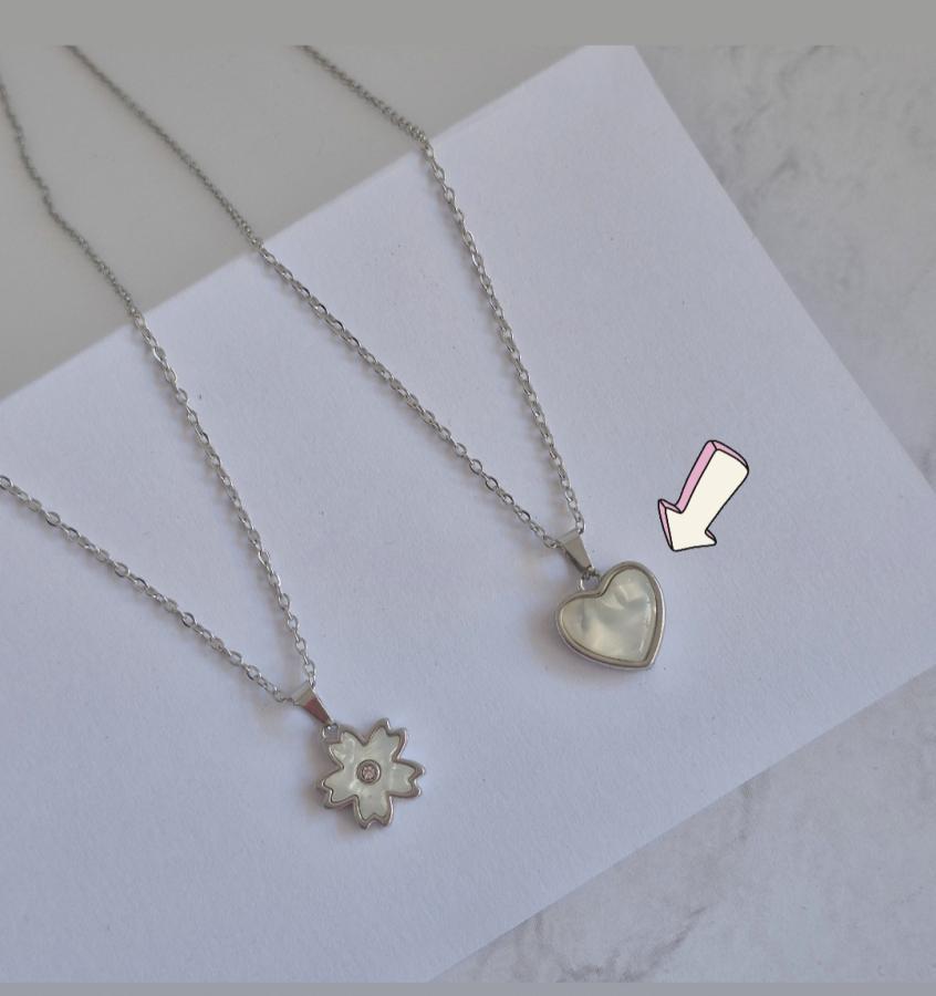 Cadena acero dije corazón blanco 