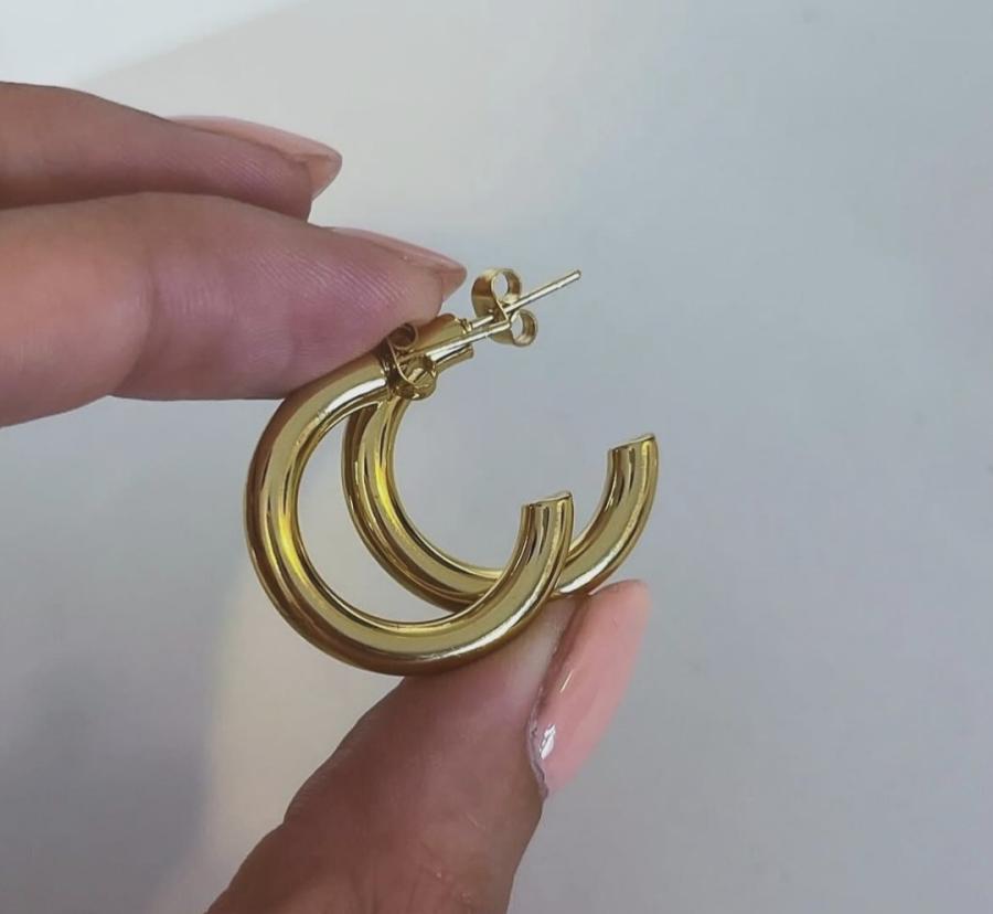 Aros acero abiertos dorados