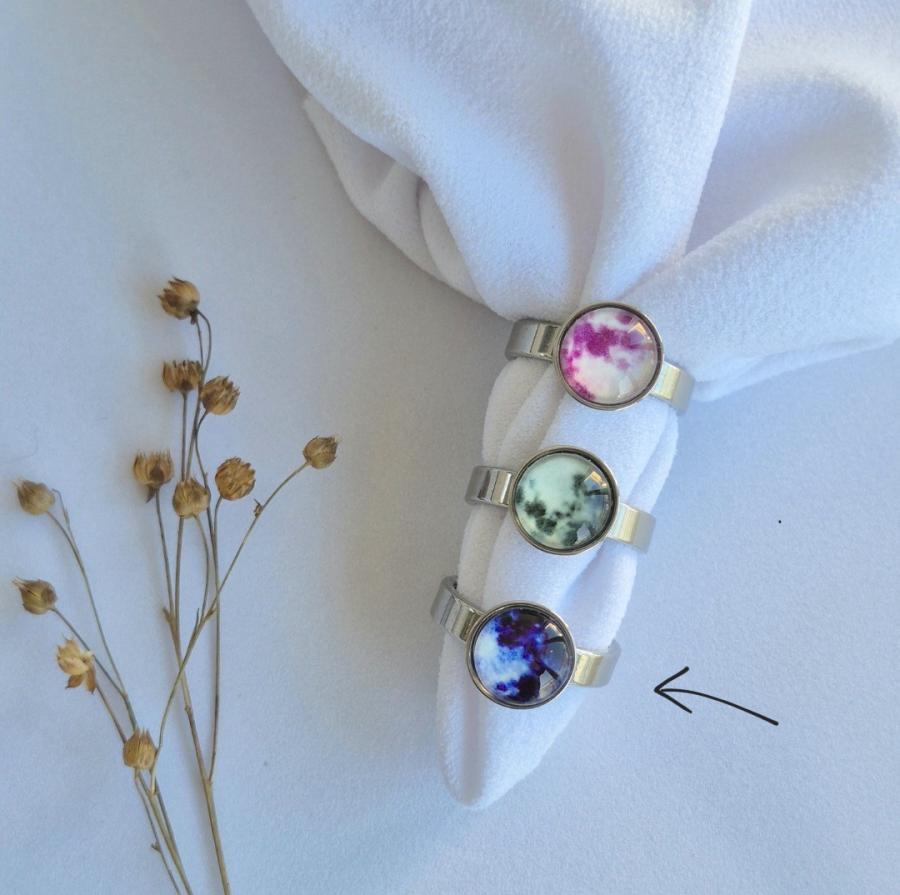 Anillo luna violeta - acero talle 18