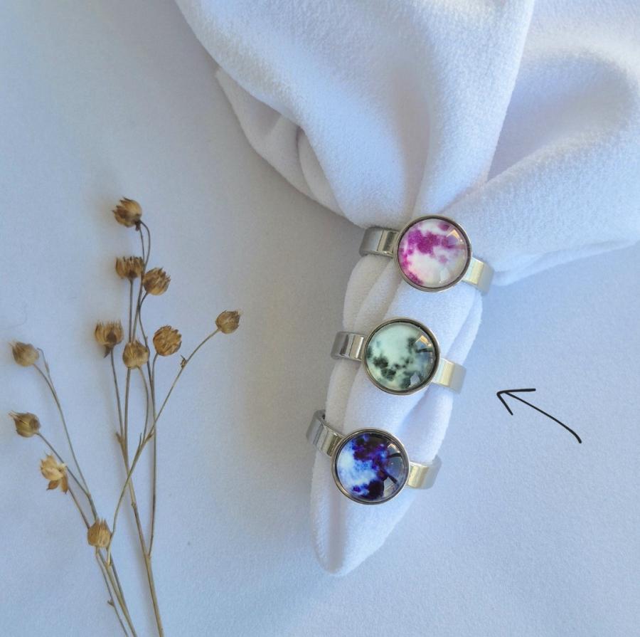 Anillo luna verde - acero talle 18