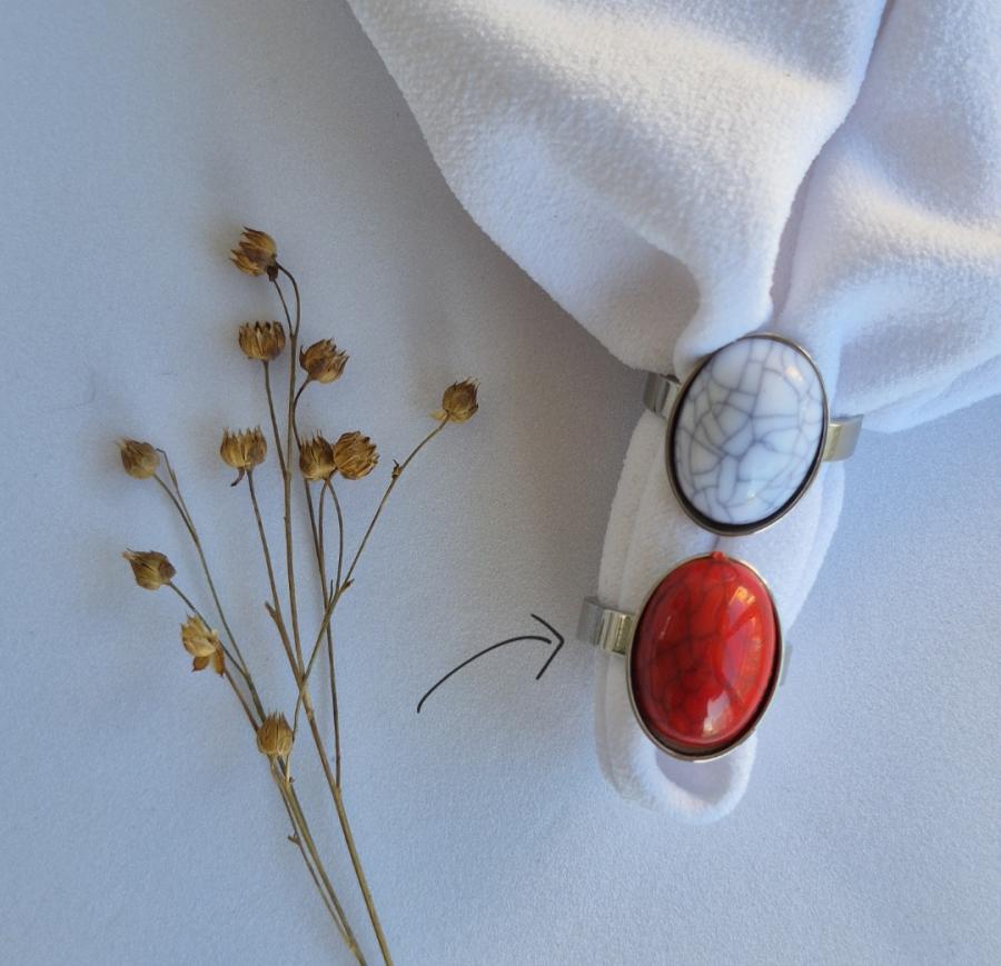 Anillo piedra roja - acero talle 18