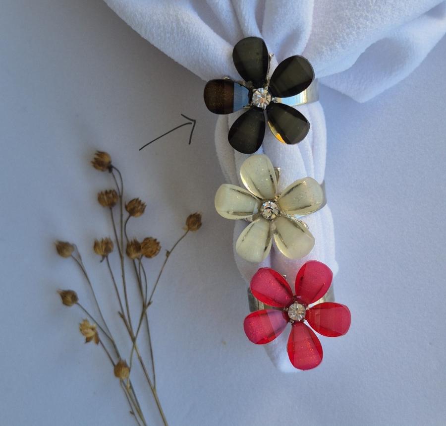 Anillo flor regulable - Negro 