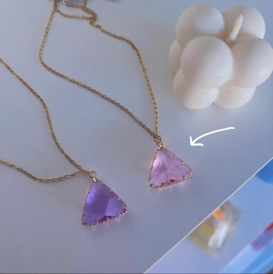Cadenita acero dorado dije rosado